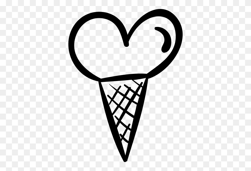 512x512 Иконка Рожок Мороженого С Сердцем Png - Рисунок Сердца Png