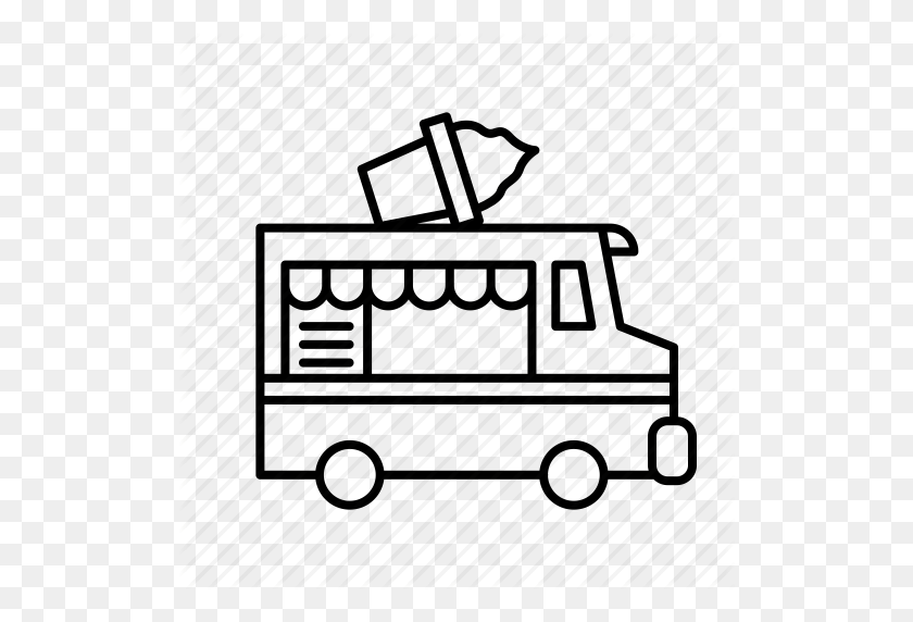 512x512 Ice Cream Truck Png Black And White Transparent Images - Icecream Truck Clipart