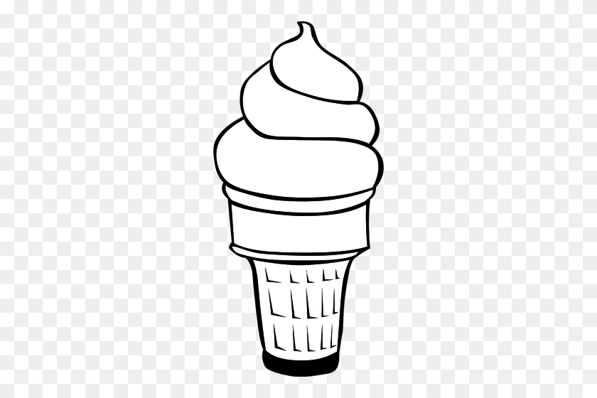 240x500 Ice Cream Vector Image - Waffle Clipart Black And White
