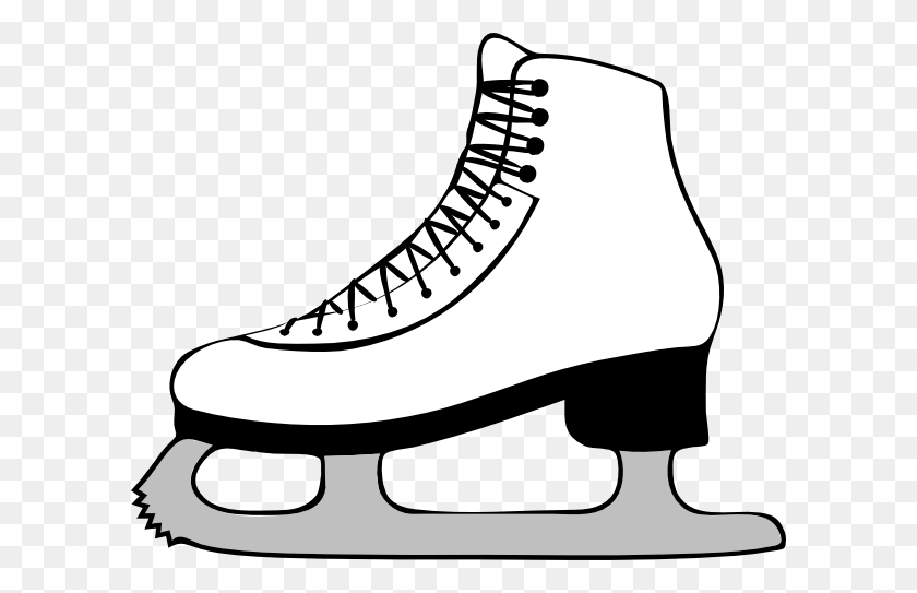 600x483 Ice Skate Clipart - Winter Black And White Clipart