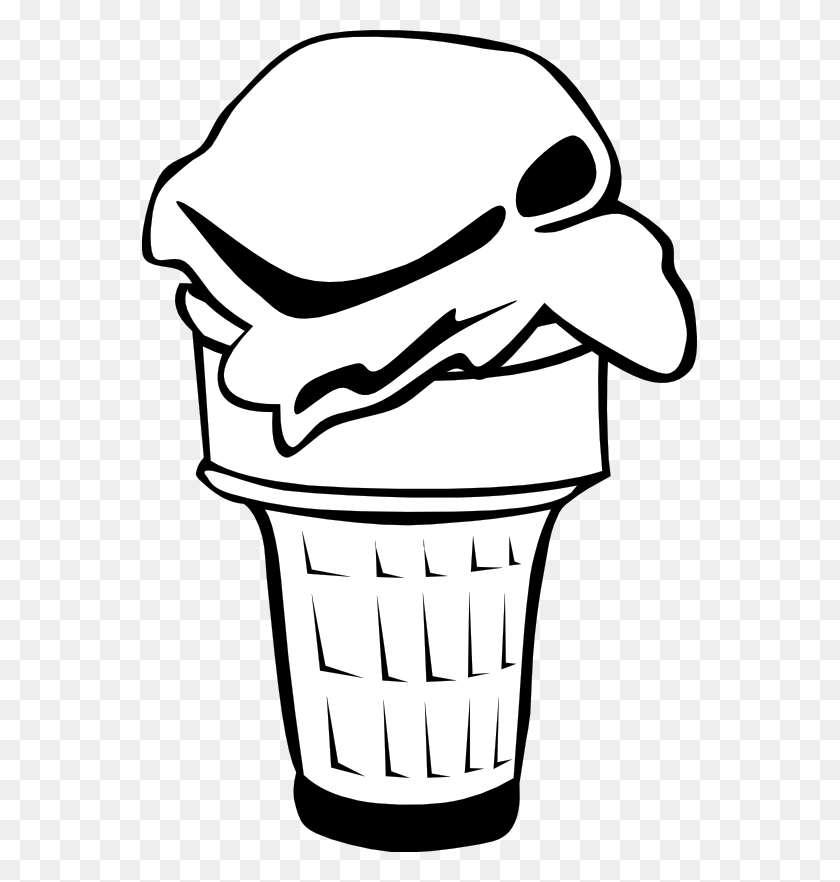 555x822 Icecream Cone Png Black And White Transparent Icecream Cone Black - Waffle Clipart Black And White