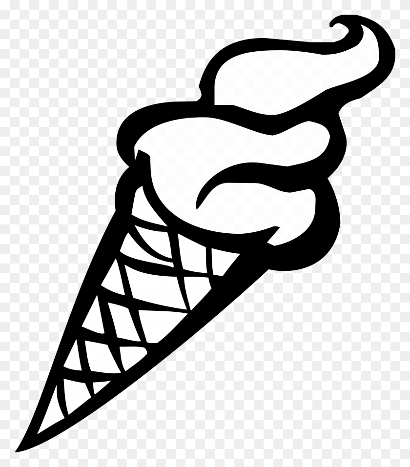 Icecream Cone Png Black And White Transparent Icecream Cone Black - Ice Cream PNG
