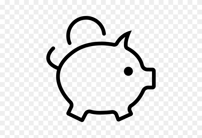 512x512 Icon Piggy Bank Line, Piggy Bank, Pound Icon With Png And Vector - Piggy Bank Clipart Black And White