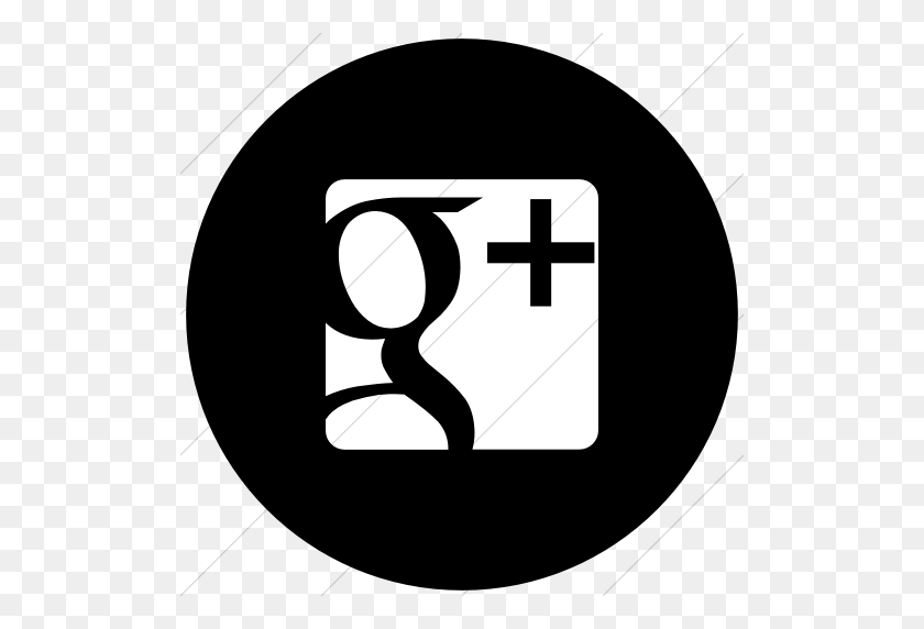 512x512 Iconsetc Círculo Plano Blanco Sobre Negro Raphael Icono De Google Plus - Logotipo De Google Png Blanco