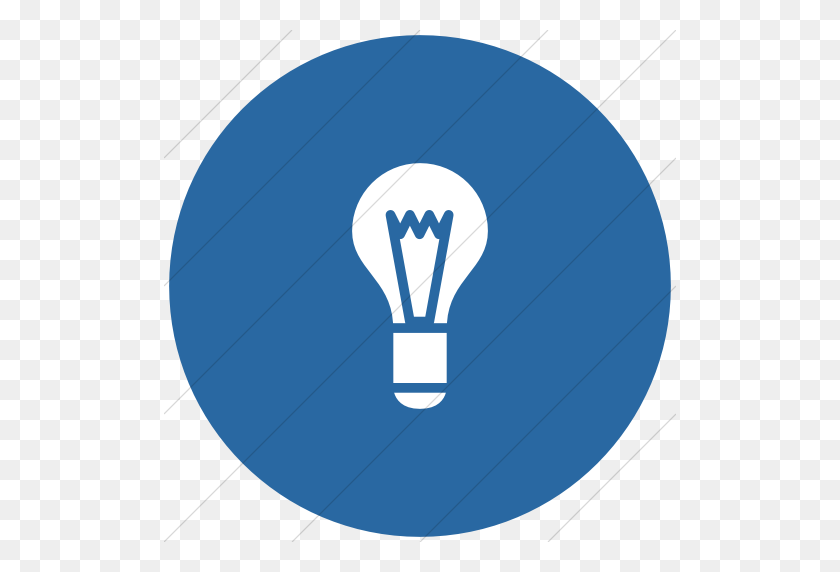 512x512 Iconsetc Плоский Круг Белый На Синем Значок Лампочки Рафаэля - Световой Круг Png