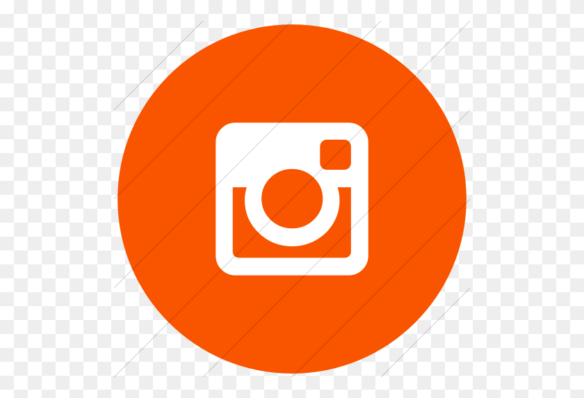 512x512 Iconsetc Flat Circle White On Orange Bootstrap Font Awesome - White Instagram PNG