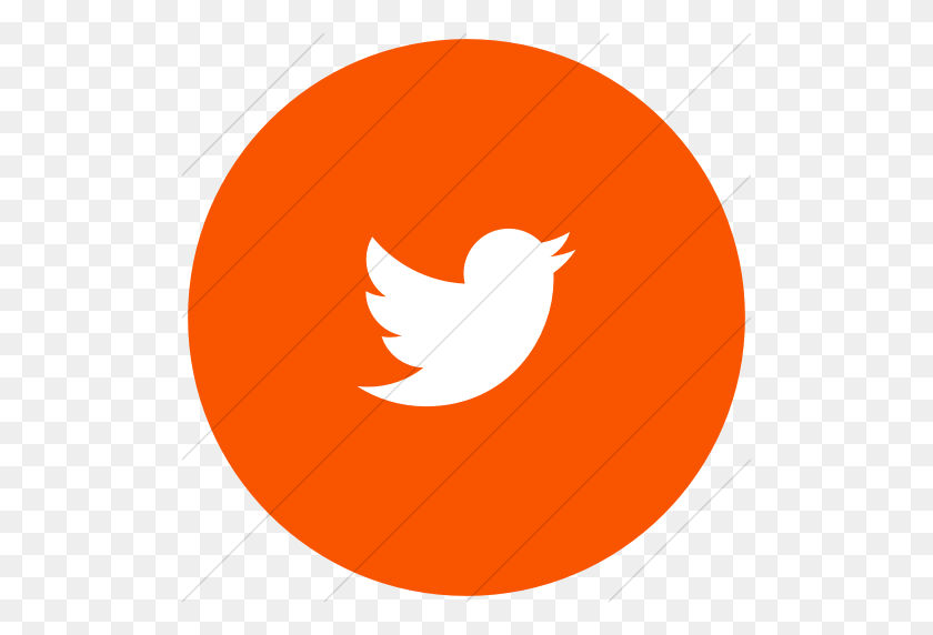 512x512 Iconsetc Flat Circle White On Orange Foundation Social Twitter - Белый Значок Twitter В Png