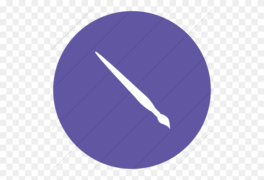 512x512 Iconsetc Плоский Круг Белый На Фиолетовом Значке Кисти Для Рисования Classica - Нарисованный Круг Png
