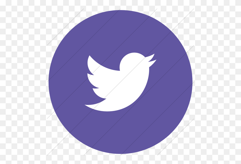 512x512 Iconsetc Плоский Круг Белый На Фиолетовом Значке В Социальных Сетях Twitter - Значок Twitter В Png Белый