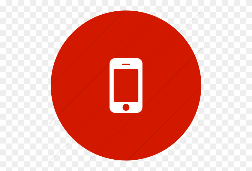 512x512 Iconsetc Círculo Plano Blanco Sobre Rojo Fuente Bootstrap Impresionante Móvil - Icono De Teléfono Celular Png