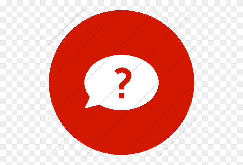 512x512 Iconsetc Flat Circle White On Red Raphael Bubble Question Mark Icon - Red Question Mark PNG