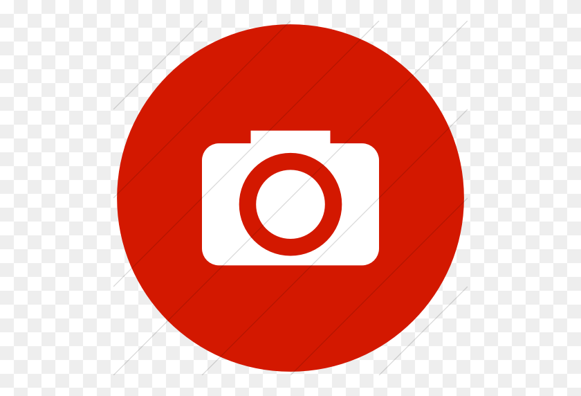 512x512 Iconsetc Плоский Круг Белый На Красном Значке Камеры Рафаэля - Красная Камера Png