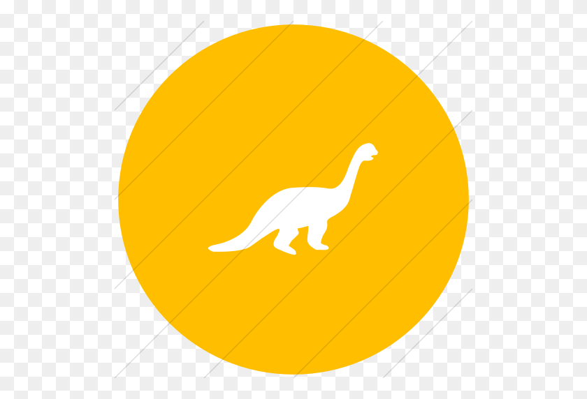512x512 Iconsetc Círculo Plano Blanco Sobre Amarillo Animales Brontosaurio Icono - Brontosaurio Png