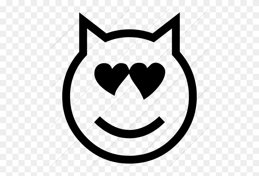 512x512 Iconsetc Emoticonos Clásicos Negros Simples Cara De Gato Sonriente - Cara De Gato Clipart En Blanco Y Negro