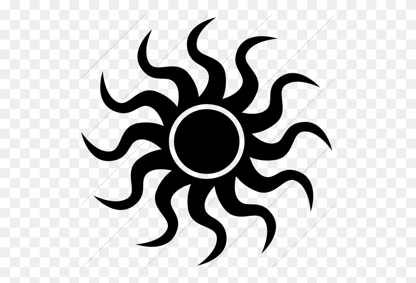 512x512 Iconsetc Простой Черный Классический Значок Древнего Палящего Солнца - Черное Солнце Png