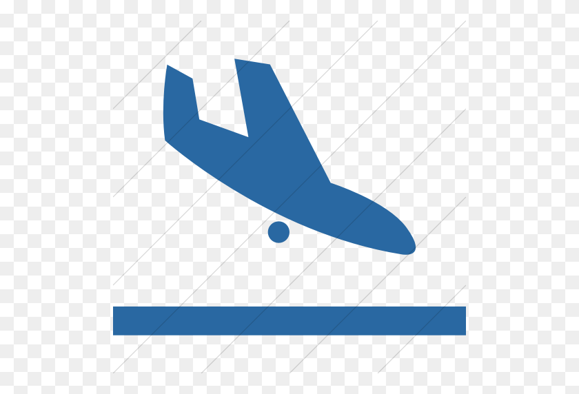 512x512 Iconsetc Простой Синий Значок Приземления Самолета Рафаэль - Самолет Посадка Клипарт