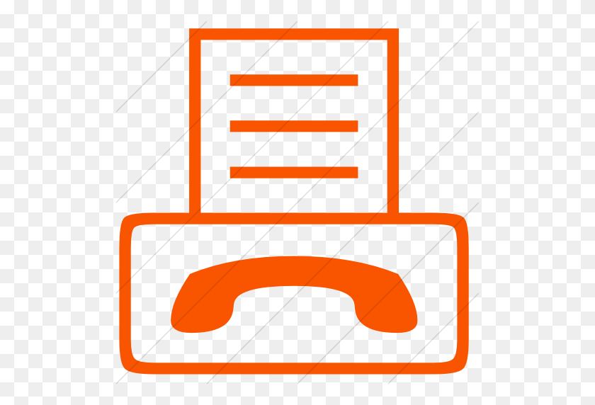 512x512 Iconsetc Simple Orange Classica Fax Machine Icon - Fax Icon PNG