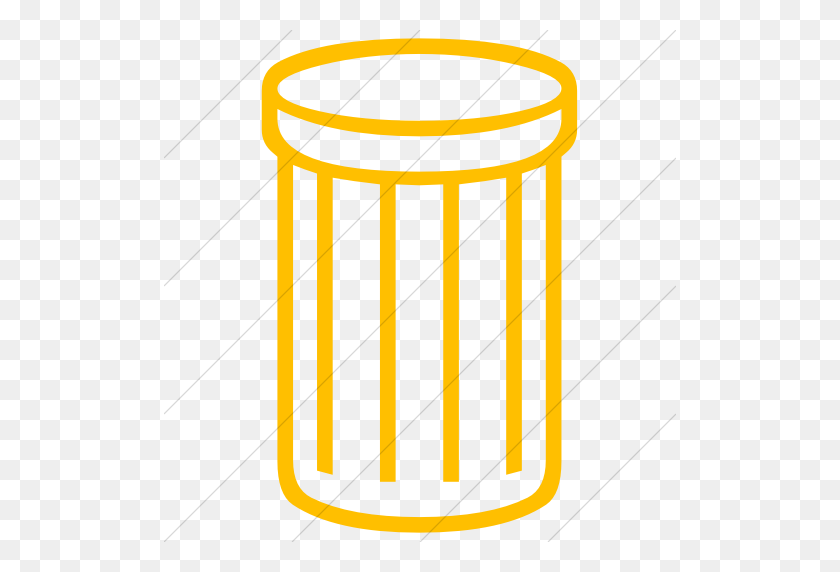 512x512 Iconsetc Simple Yellow Classica Thin Striped Trash Can Icon - Trash Can PNG