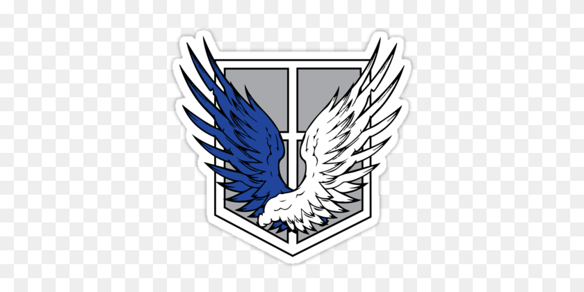 375x360 If The Survey Corp Logo Is Real Wings Stencils - Attack On Titan Logo PNG