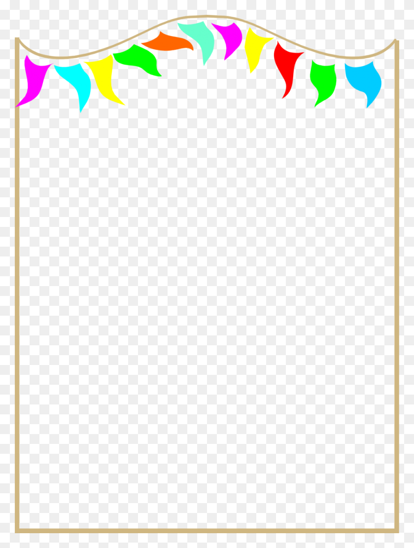 958x1292 Иллюстрация Пустой Рамки С Красочными Вымпелами Бесплатно - Патриотическая Граница Клипарт