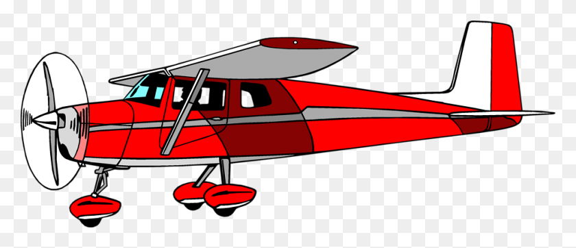 958x372 Ilustración De Un Avión Cessna Rojo Clip De Fotos Gratis - Avión Pequeño Clipart