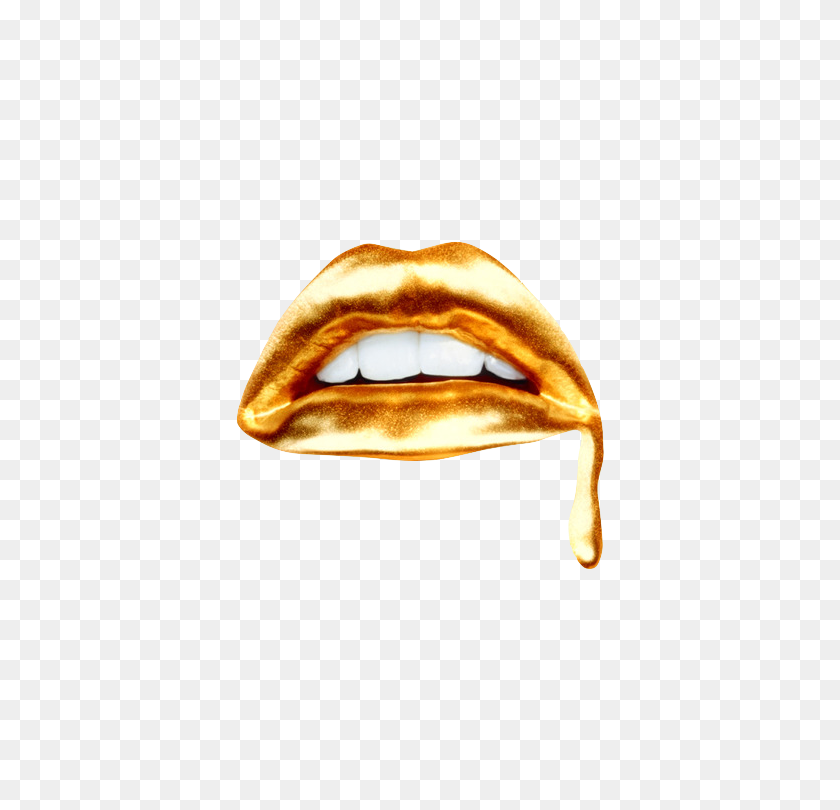 500x750 Image About Lips In Transparent Stuff - Gold Lips PNG
