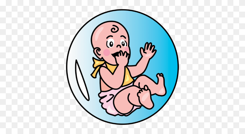 389x400 Image Baby Floating In Large Bubble - Bubble Bath Clipart