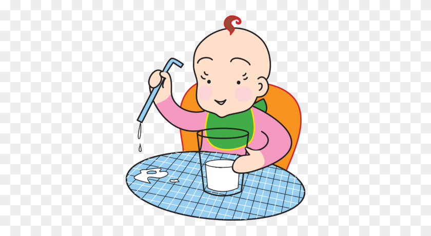 350x400 Image Baby With Glass Of Milk Baby Clip Art - Milk Can Clipart