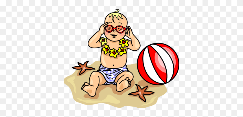 400x344 Image Beach Baby Baby Clip Art - Vacation Clipart