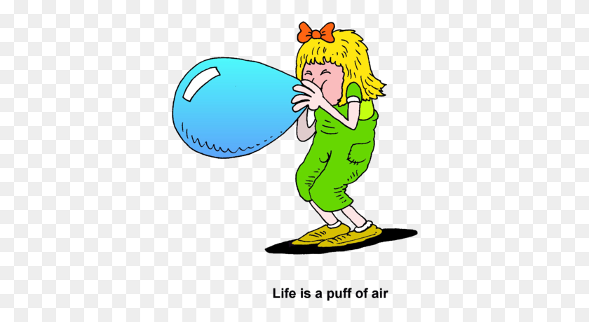 352x400 Image Girl Blowing Up Balloon - Up Balloons Clipart