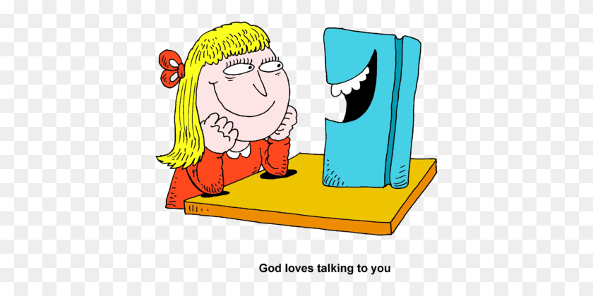 400x360 Изображение Счастливой Библии Разговаривает С Девушкой Из Библии Картинки - Клипарт Короткая Девушка