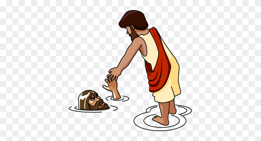400x394 Image Jesus Pulling Peter Out Of The Water - Jesus Walks On Water Clipart