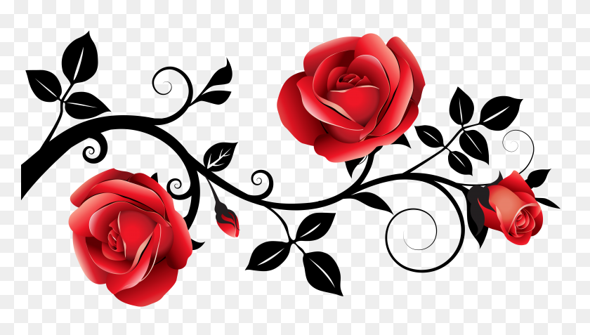 6308x3375 Image Of Clip Art Red Rose Red Roses Clip Art Images Free - Family Clipart Transparent Background