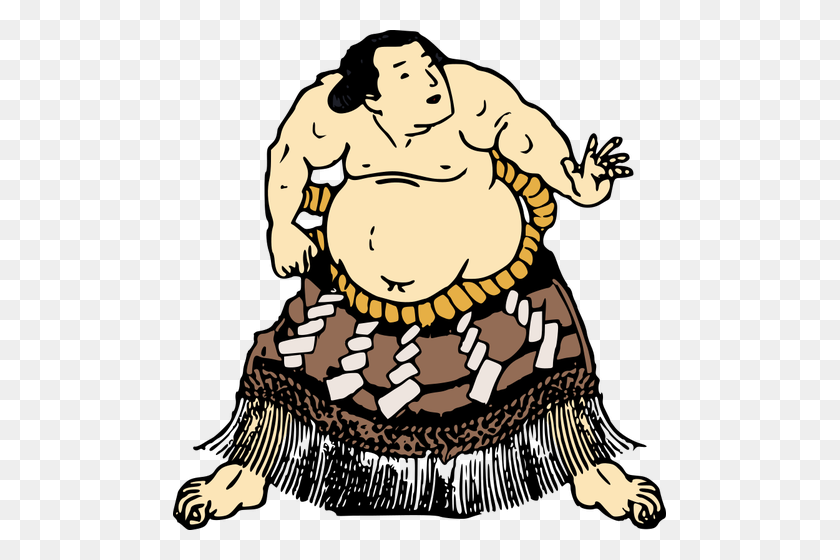 493x500 Image Of Sumo Fighter In A Skirt - Skirt Clipart Black And White