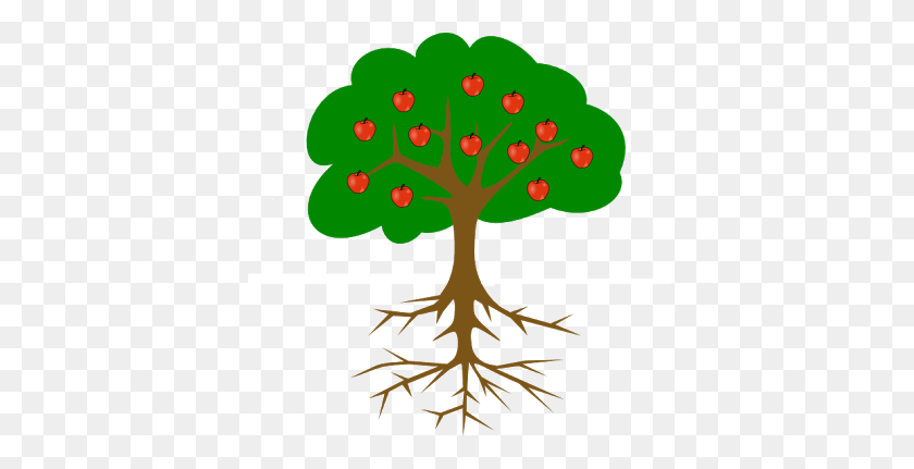 395x371 Image Result For Simple Tree Drawing With Roots And Fruit - Tree Drawing PNG