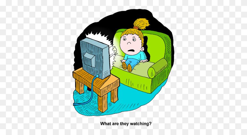 347x400 Image Scared Girl Watching Tv - Scared Girl Clipart
