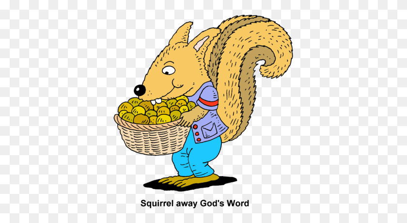 371x400 Image Squirrel Holding A Basket Of Nuts - Word Work Clipart