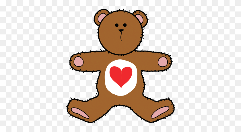 380x400 Image Teddy Bear With Heart On Chest - Clipart Chest