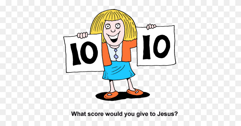 400x378 Image Woman Holding Up Two Score Cards - Praise And Worship Clipart