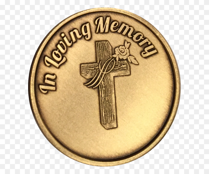 614x640 In Loving Memory Cruz Conmemorativa De La Rosa Medallón De Bronce De La Moneda De Regalo - En Memoria Cariñosa Png
