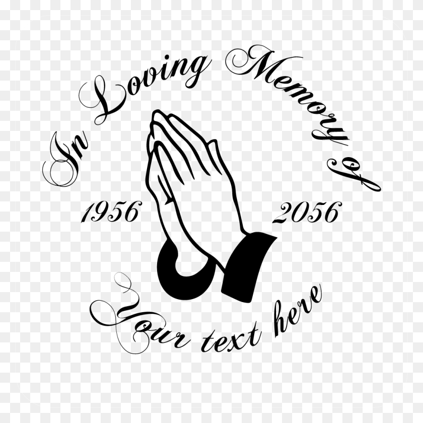 1051x1051 In Loving Memory Calcomanía Con Las Manos En Oración - En Memoria Cariñosa Png