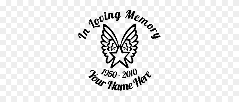 300x300 In Loving Memory Star With Wings Sticker - In Loving Memory Clipart