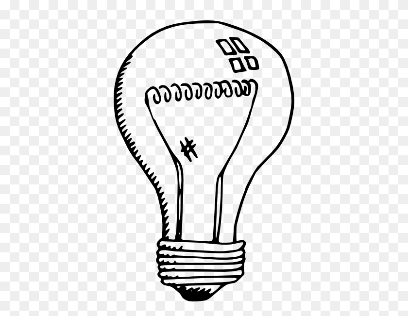 372x591 Incandescent Light Bulb Clip Art - Light Bulb Black And White Clipart