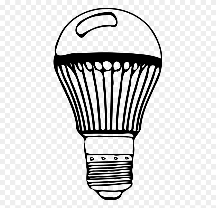 423x750 Incandescent Light Bulb Led Lamp Light Emitting Diode Free - Light Bulb Black And White Clipart