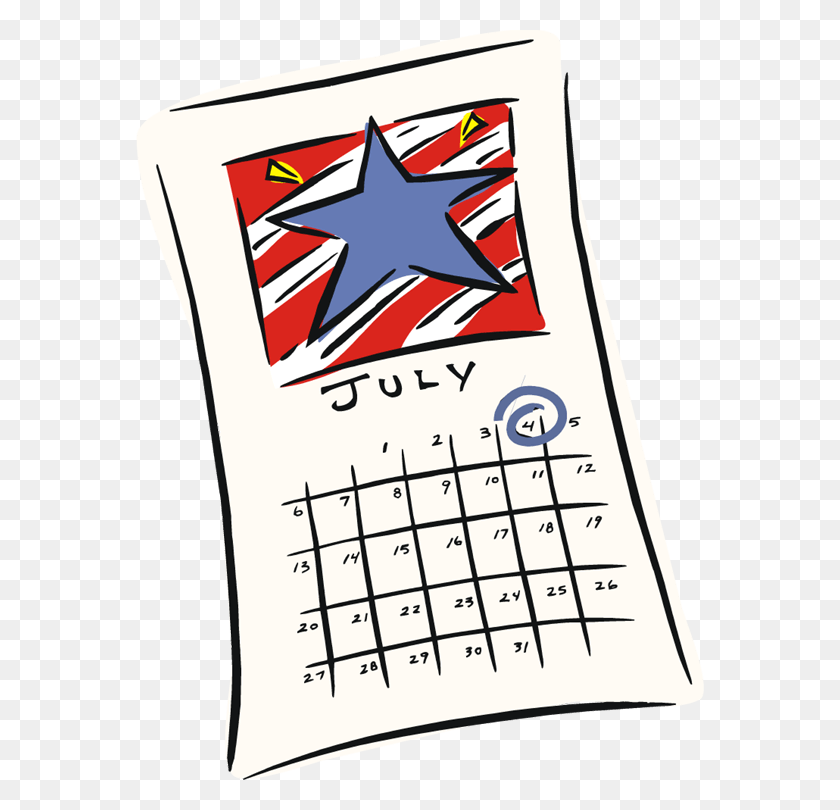 568x750 Independence Day July Calendar Clip Art - July Calendar Clipart