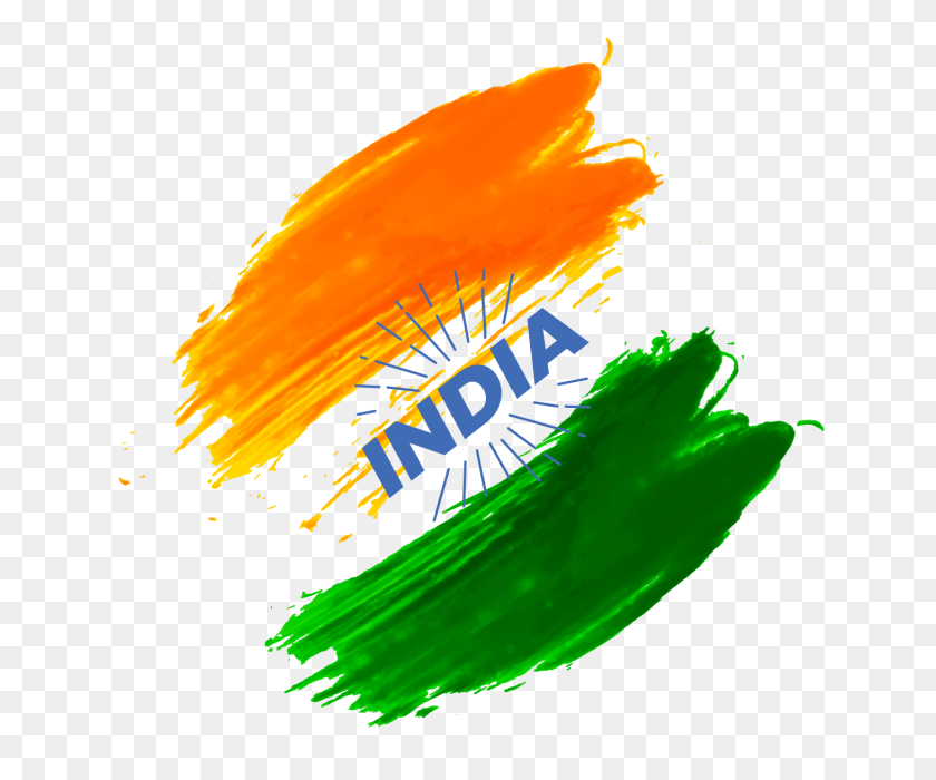 640x640 India Independence Day Brush Color Splash Badge, India - Color Splash PNG