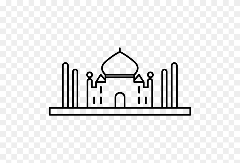 512x512 India Taj Mahal, Travel, Building Icon With Png And Vector Format - Taj Mahal Clipart