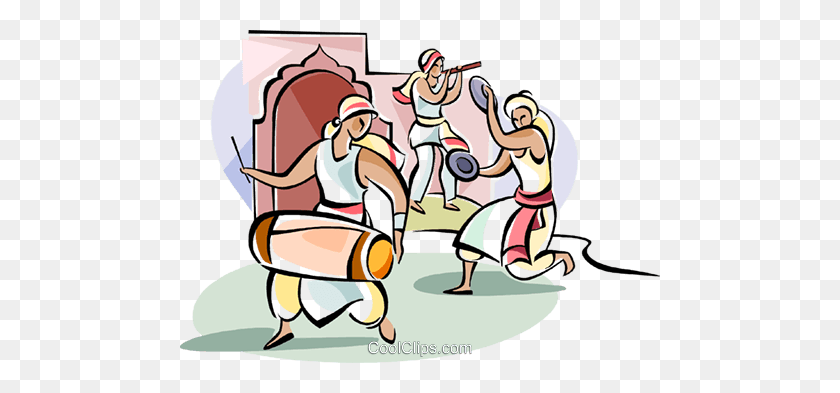 480x333 Индийские Танцоры С Барабаном Роялти Бесплатно Векторные Иллюстрации - Индийский Танец Клипарт