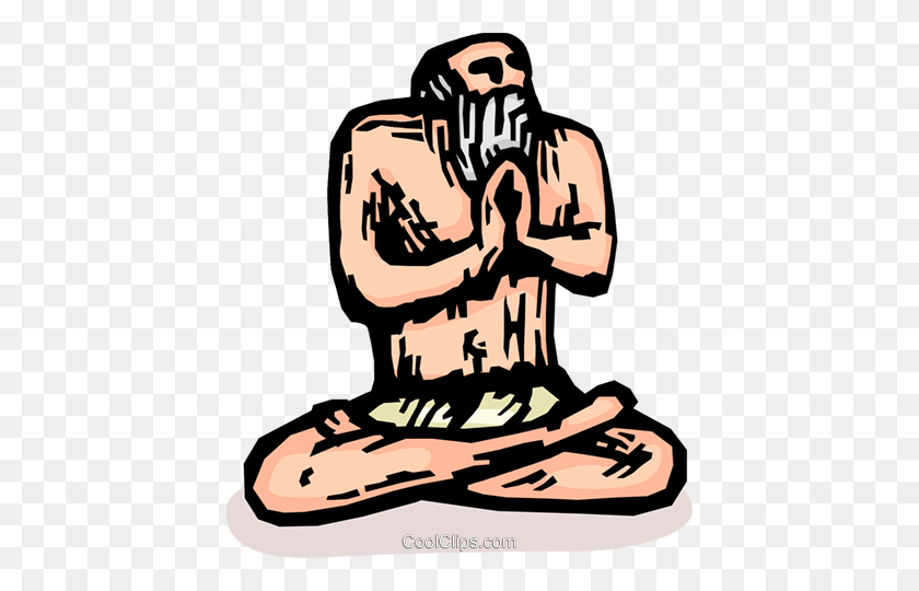 426x480 Индийский Практикующий Медитацию, Святой Человек Клипарт В Векторе - Медитация Клипарт