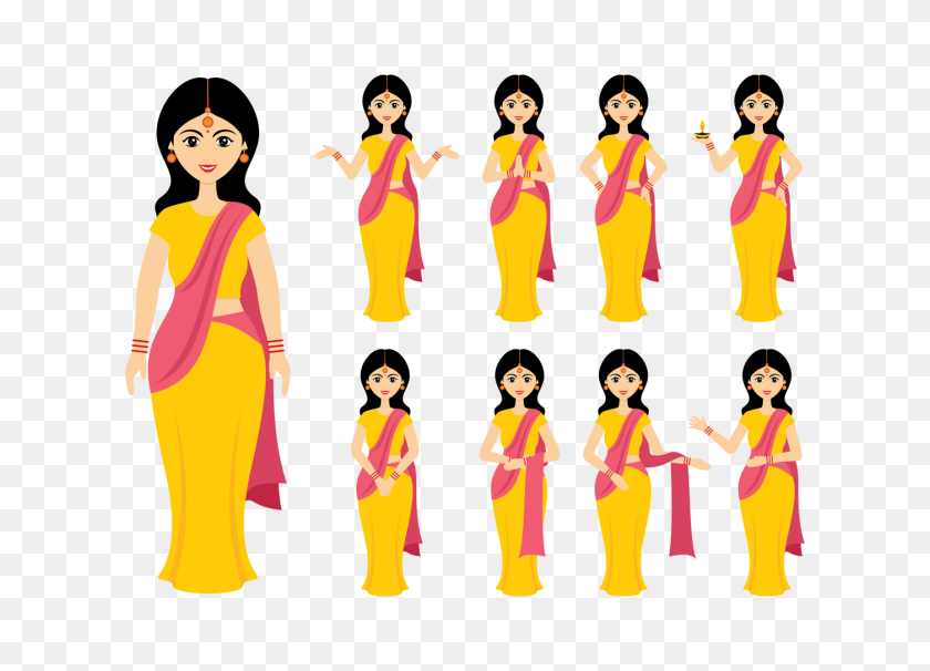 1400x980 Indian Women Free Vector Art - Stage Performance Clipart